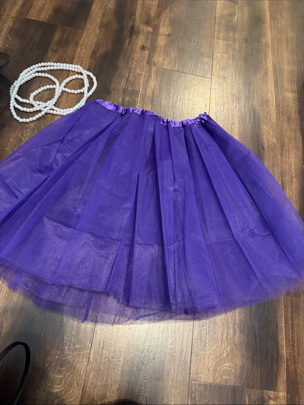 Costume Purple Tulle Skirt with Hat Headband Heart Glasses and Pearl Necklace